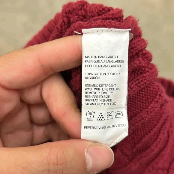 Izod burgundy cableknit quarter zip sweater - Picture 5 of 5